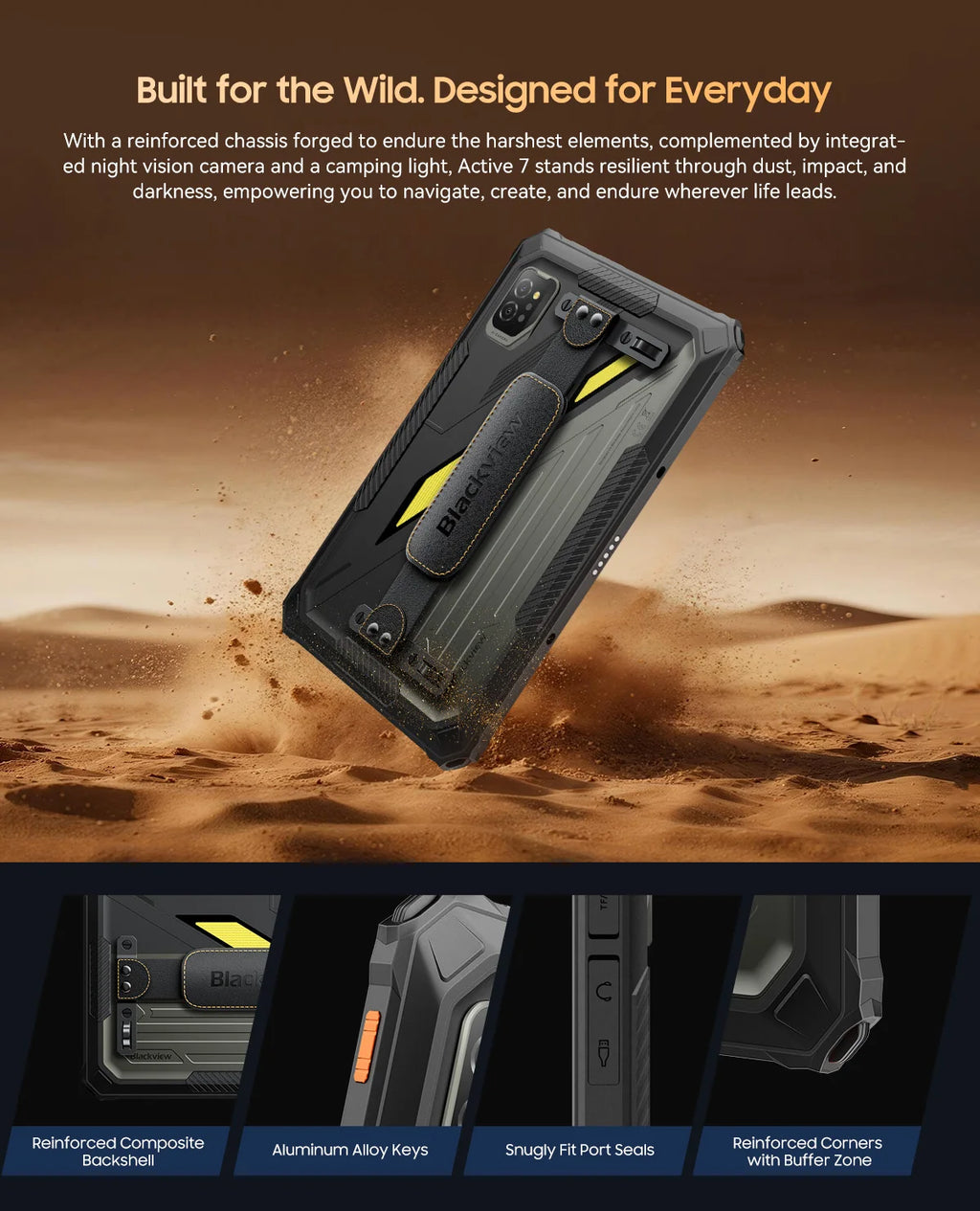 Device+ Active 7 Rugged Tablet - 11" FHD 24GB RAM 128GB Android 15 10000mAh NFC Dual Webcam