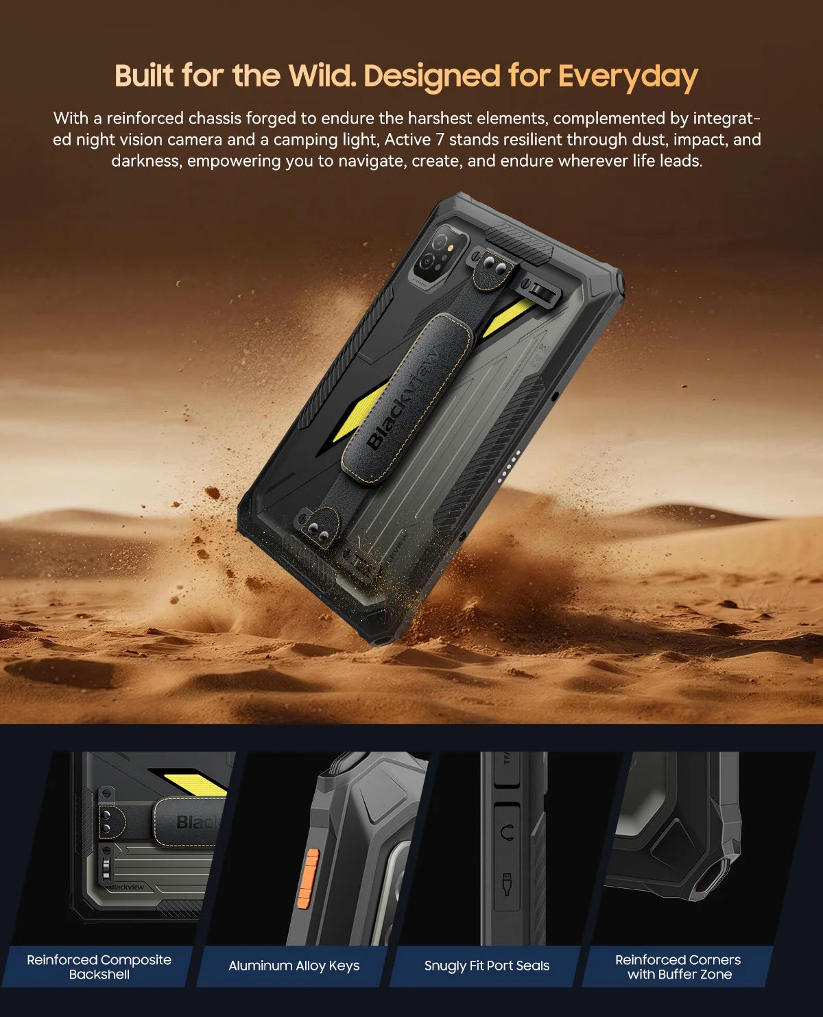 Device+ Active 7 Rugged Tablet - 11" FHD 24GB RAM 128GB Android 15 10000mAh NFC Dual Webcam