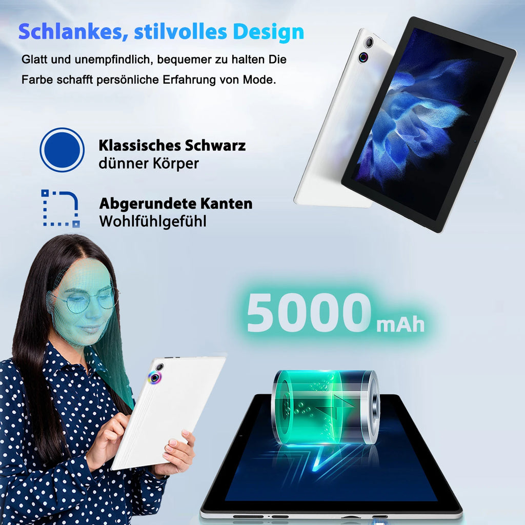 Android 14 Tablet - 10" Octa Core 12GB RAM 64GB ROM with Keyboard Mouse Set 5000mAh Battery