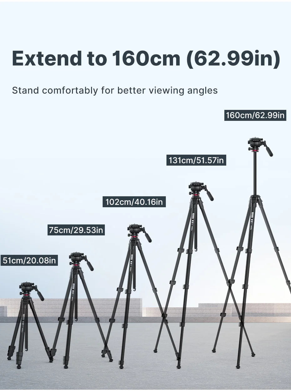 Device+ 1.6M Video Travel Tripod 360° Panorama Fluid Drag 6KG Max Load Arca Swiss Plate for DSLR Camera Professional Foldable Tripod