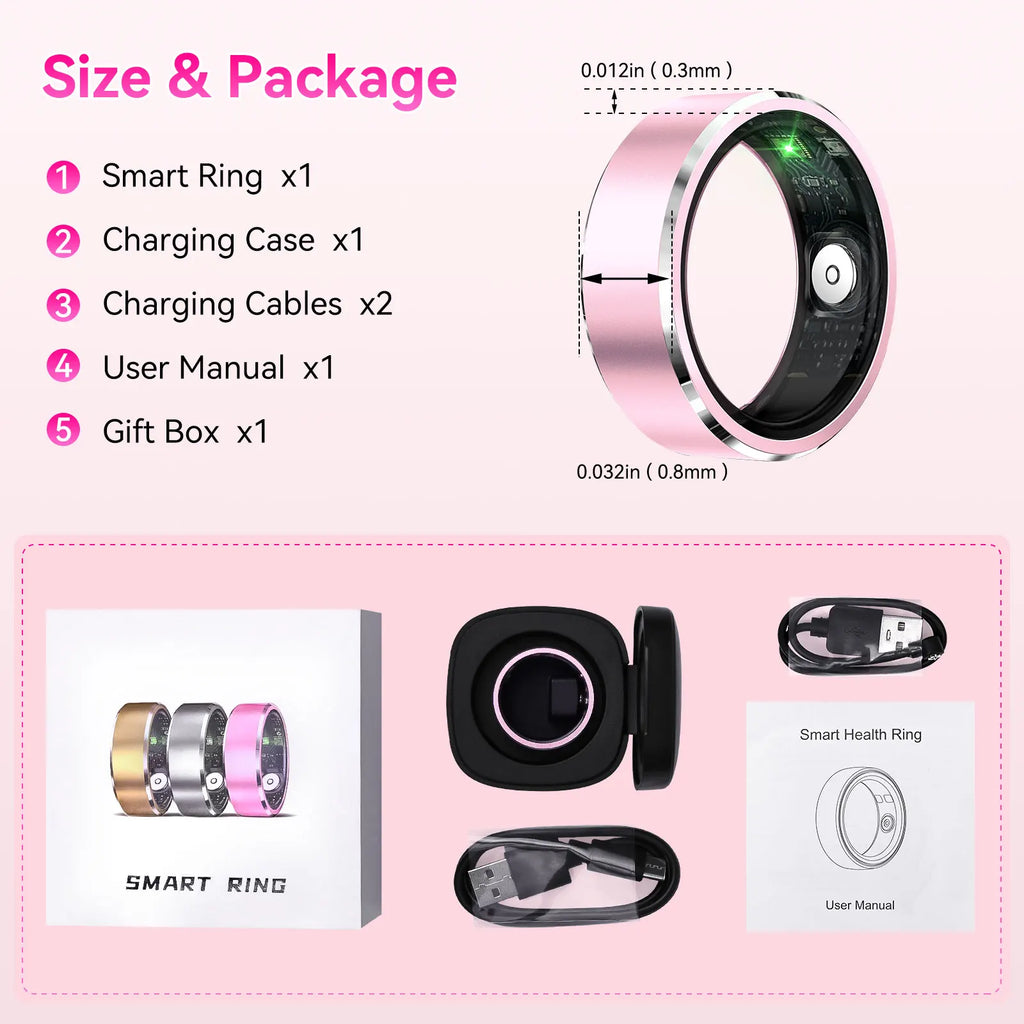 R5 Smart Ring - Health Monitor Blood Oxygen Heart Rate Tracker Multi-Sport Waterproof Bluetooth 5.1