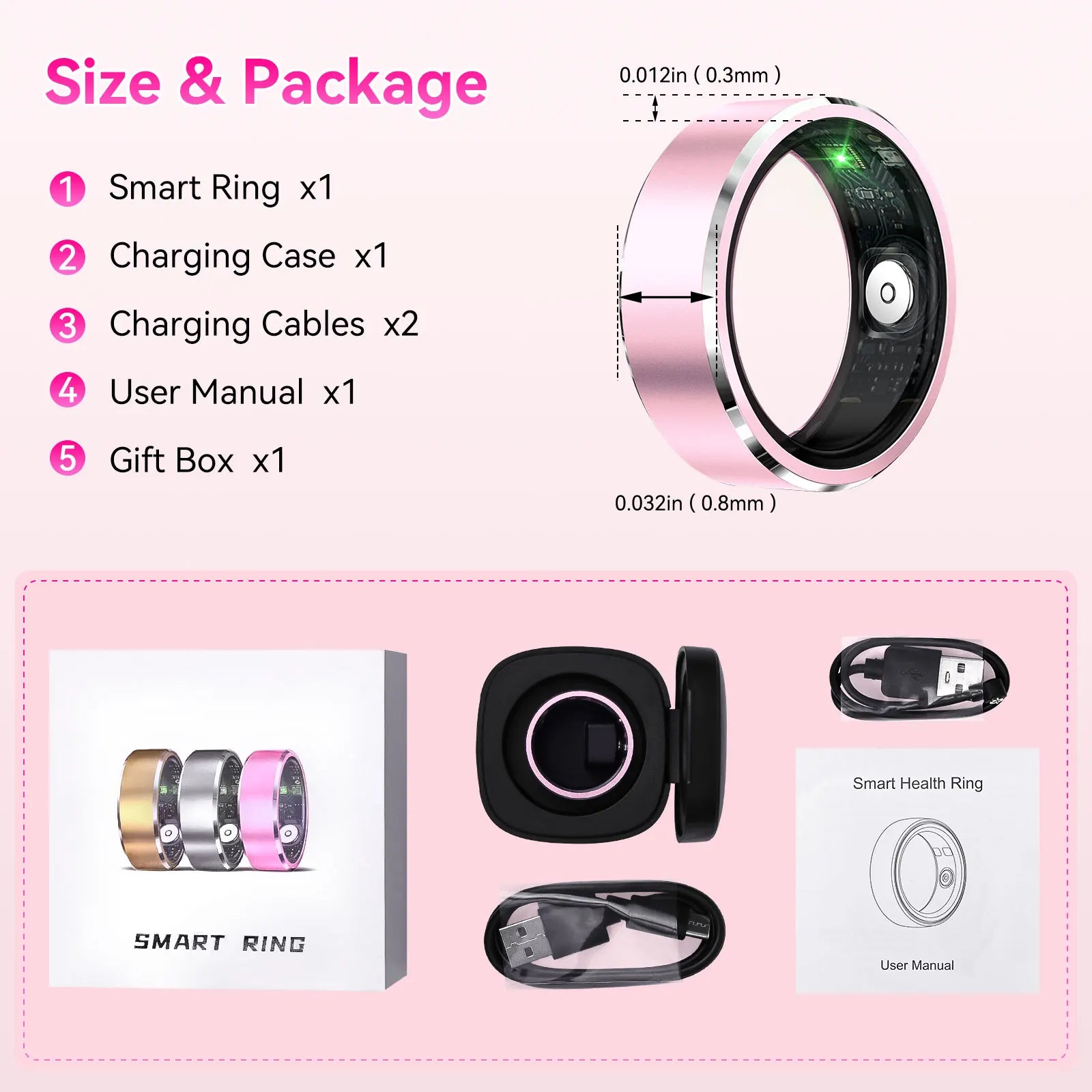 R5 Smart Ring - Health Monitor Blood Oxygen Heart Rate Tracker Multi-Sport Waterproof Bluetooth 5.1
