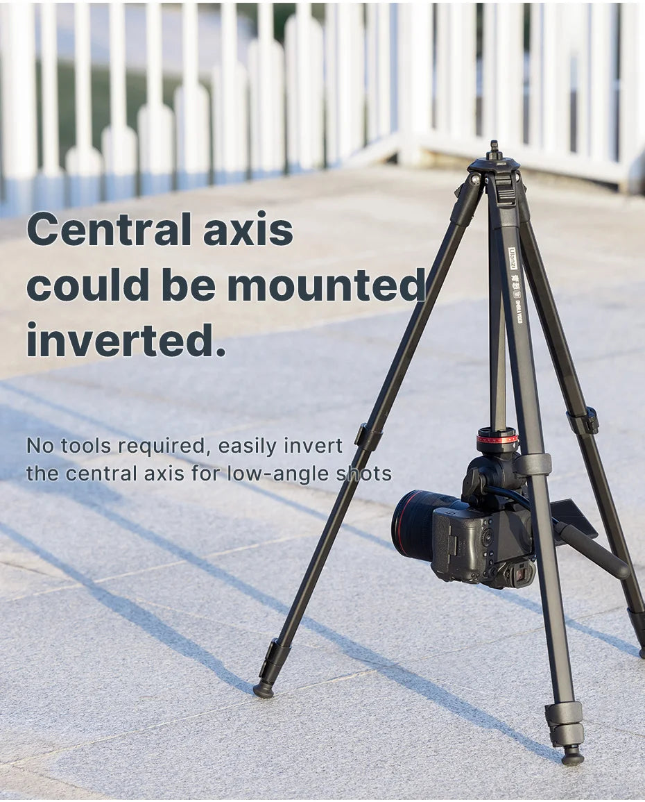 Device+ 1.6M Video Travel Tripod 360° Panorama Fluid Drag 6KG Max Load Arca Swiss Plate for DSLR Camera Professional Foldable Tripod