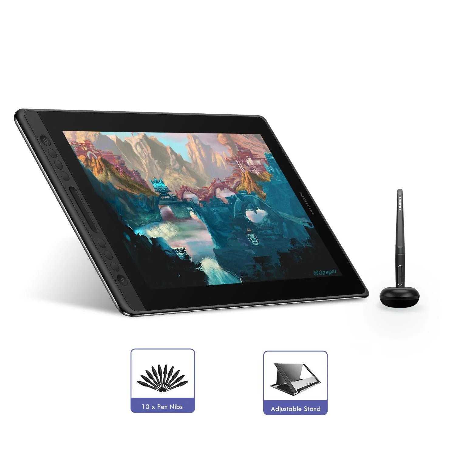 Kamvas Pro 16 Drawing Tablet - 15.6" Pen Display 120% sRGB 8192 Pressure Levels for Artists