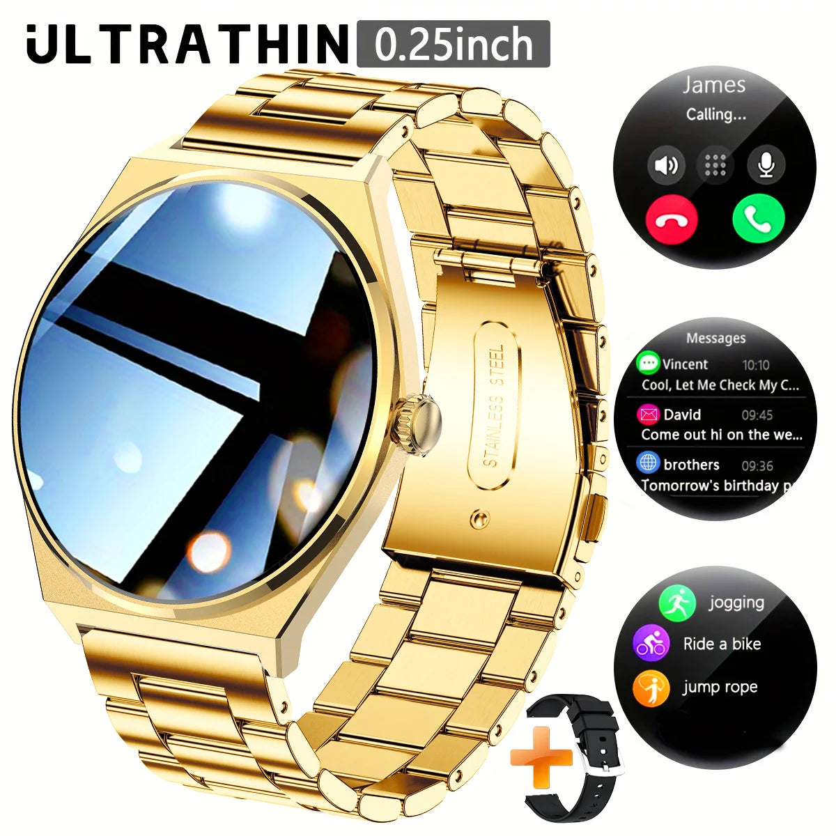 Device+ Ultra Thin Smartwatch 1.43" AMOLED HD Display for Men Women Call Reminder Step Tracker Heart Rate Monitor Android Compatible