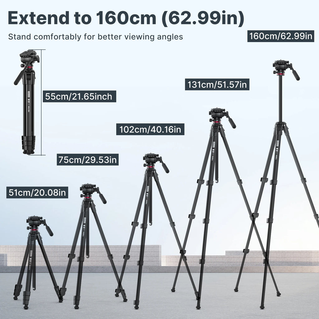 Device+ 1.6M Video Travel Tripod 360° Panorama Fluid Drag 6KG Max Load Arca Swiss Plate for DSLR Camera Professional Foldable Tripod