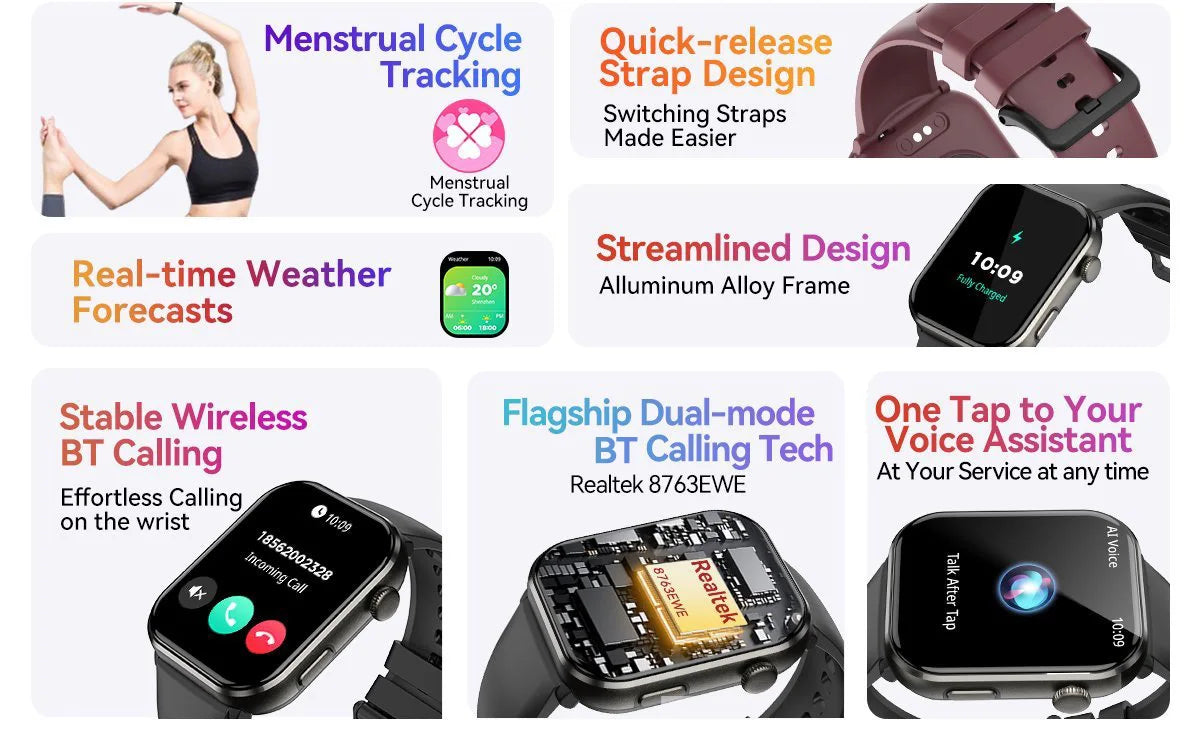 Blackview R60 Smartwatch - 1.96" AMOLED 800mAh Battery Bluetooth Calling Health Fitness Tracker