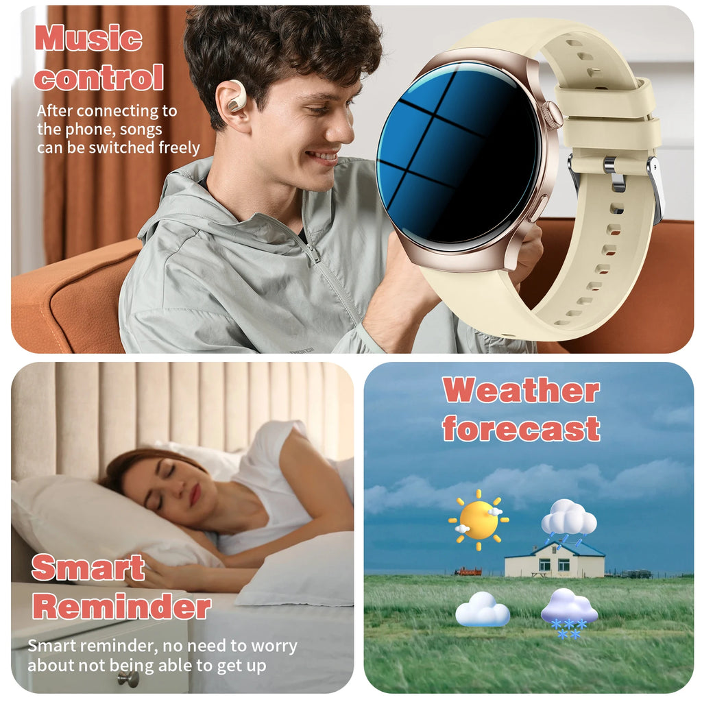 Elegant Floral Smart Watch - Round Display with Wireless Calling for Women & Men