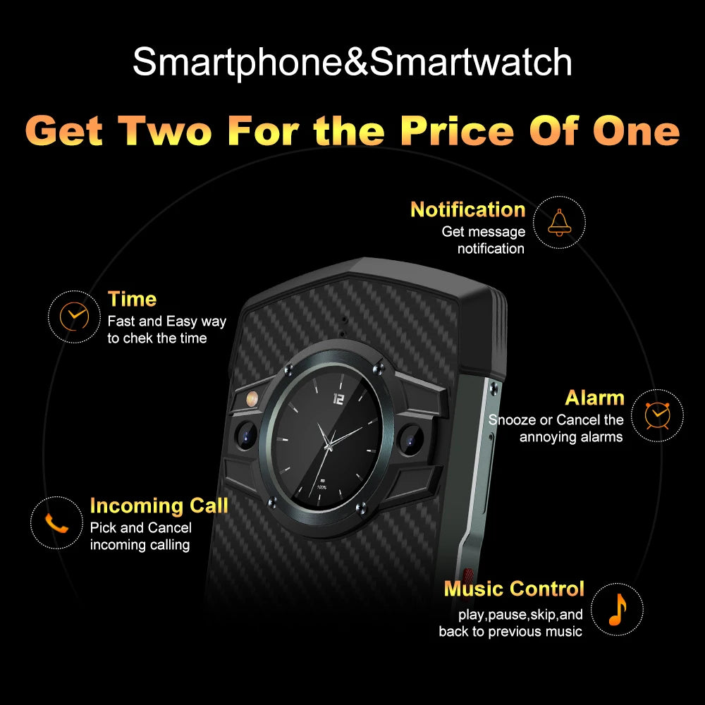 Tick Tock 5G Rugged Smartphone - Android 12 8GB RAM 48MP Dual Camera 6000mAh IP68 Waterproof