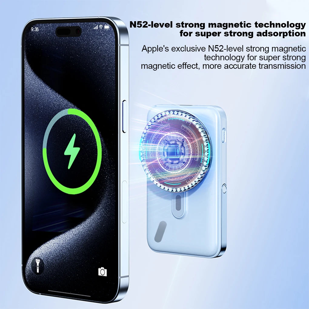 Device+ 10000mAh Magnetic Power Bank with Stand - 22.5W Wireless Fast Charging Built-In Cables