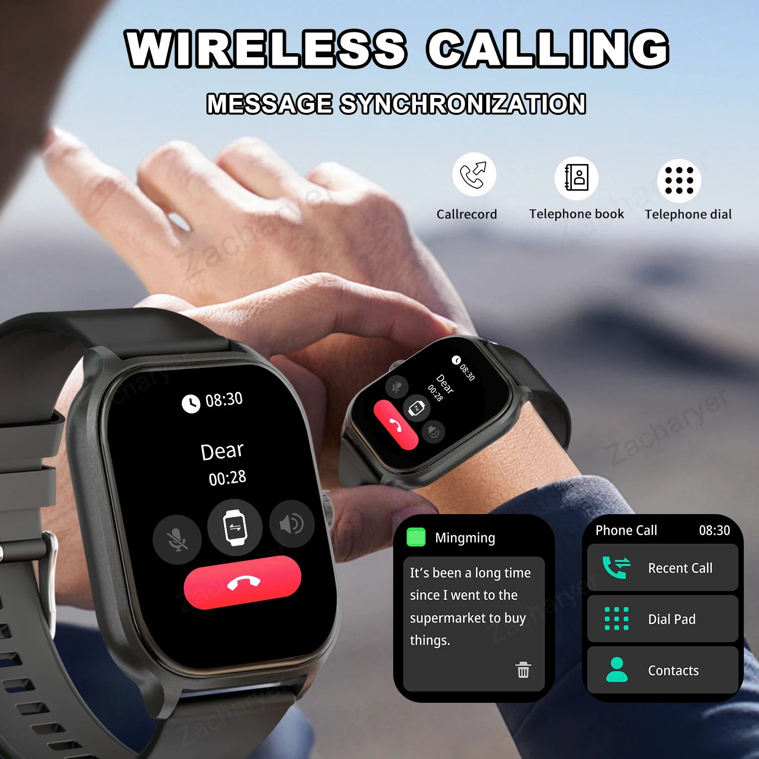 Multi-Sport Smart Watch - Wireless Calling Activity Tracker for iPhone & Android