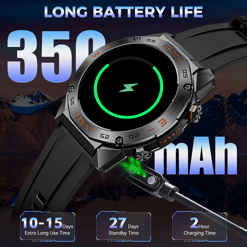 Device+ Military Tactical Smartwatch - 1.46" Fitness Tracker with Multiple Sports Modes Heart Rate SpO2
