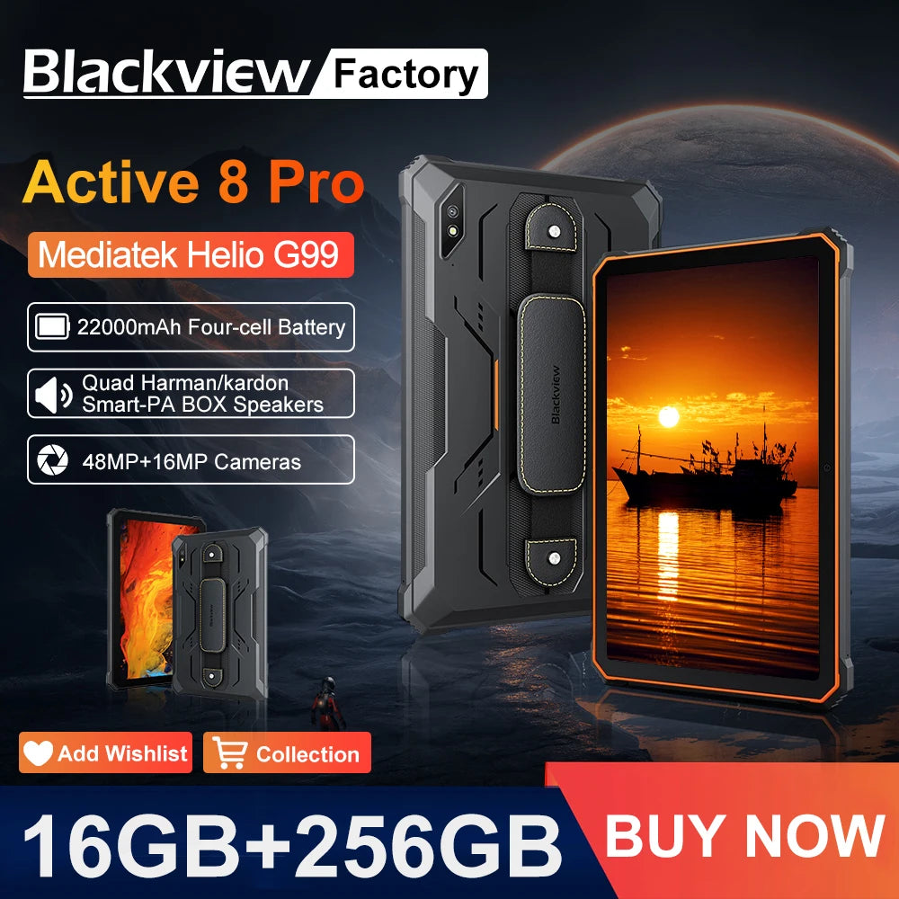 Device+ Active 8 pro Rugged Tablet 16GB/256GB 22000mAh Battery 10.36" 2.4K Display Android 14 16MP+48MP Cameras OTG Dual SIM 4G LTE