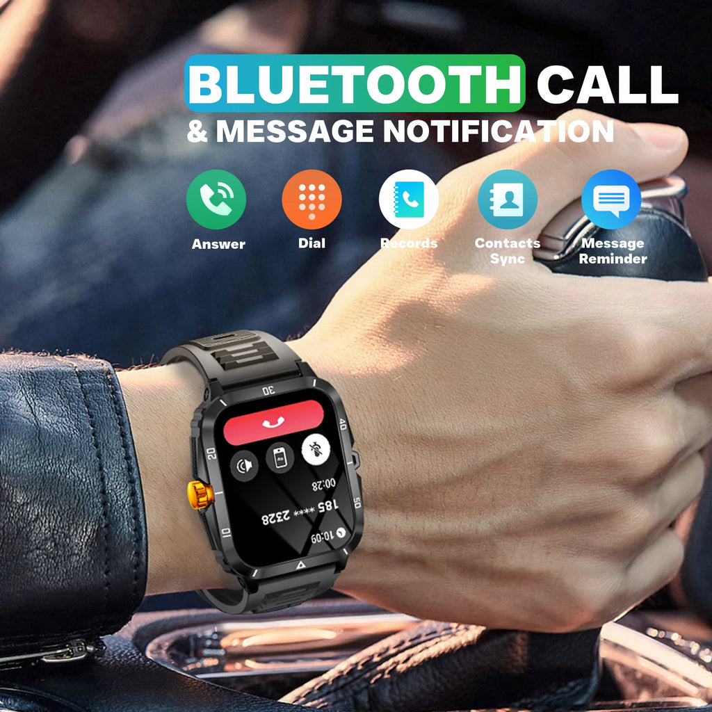 EIGIIS KT71 Military Smart Watch - 3ATM Waterproof with 100+ Sport Modes & Bluetooth Calling