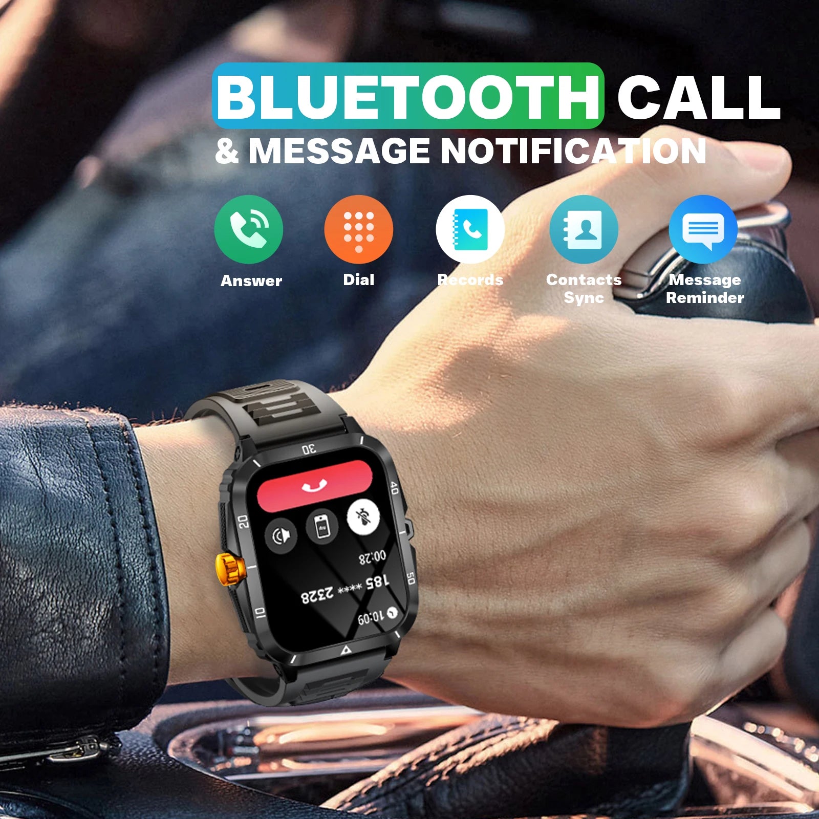 EIGIIS KT71 Military Smart Watch - 3ATM Waterproof with 100+ Sport Modes & Bluetooth Calling