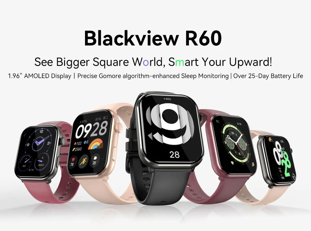 Blackview R60 Smartwatch - 1.96" AMOLED 800mAh Battery Bluetooth Calling Health Fitness Tracker