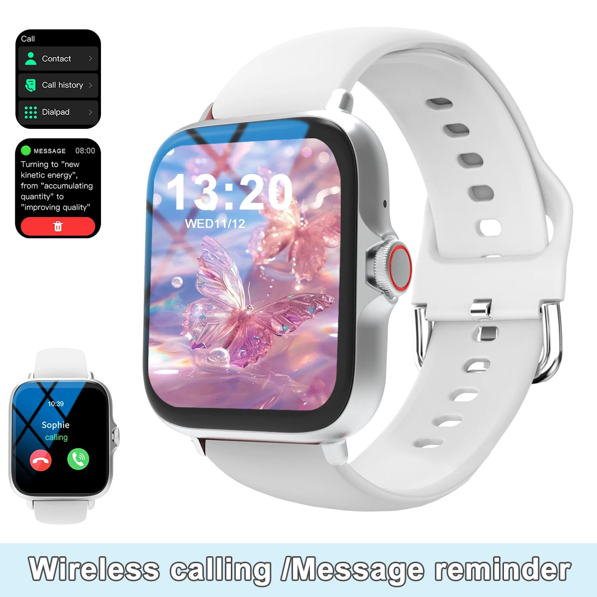 Device+ Ultra-Thin Smartwatch with Call Function Message Notifications Compatible with Android iPhone Neutral Gift Smart Watch