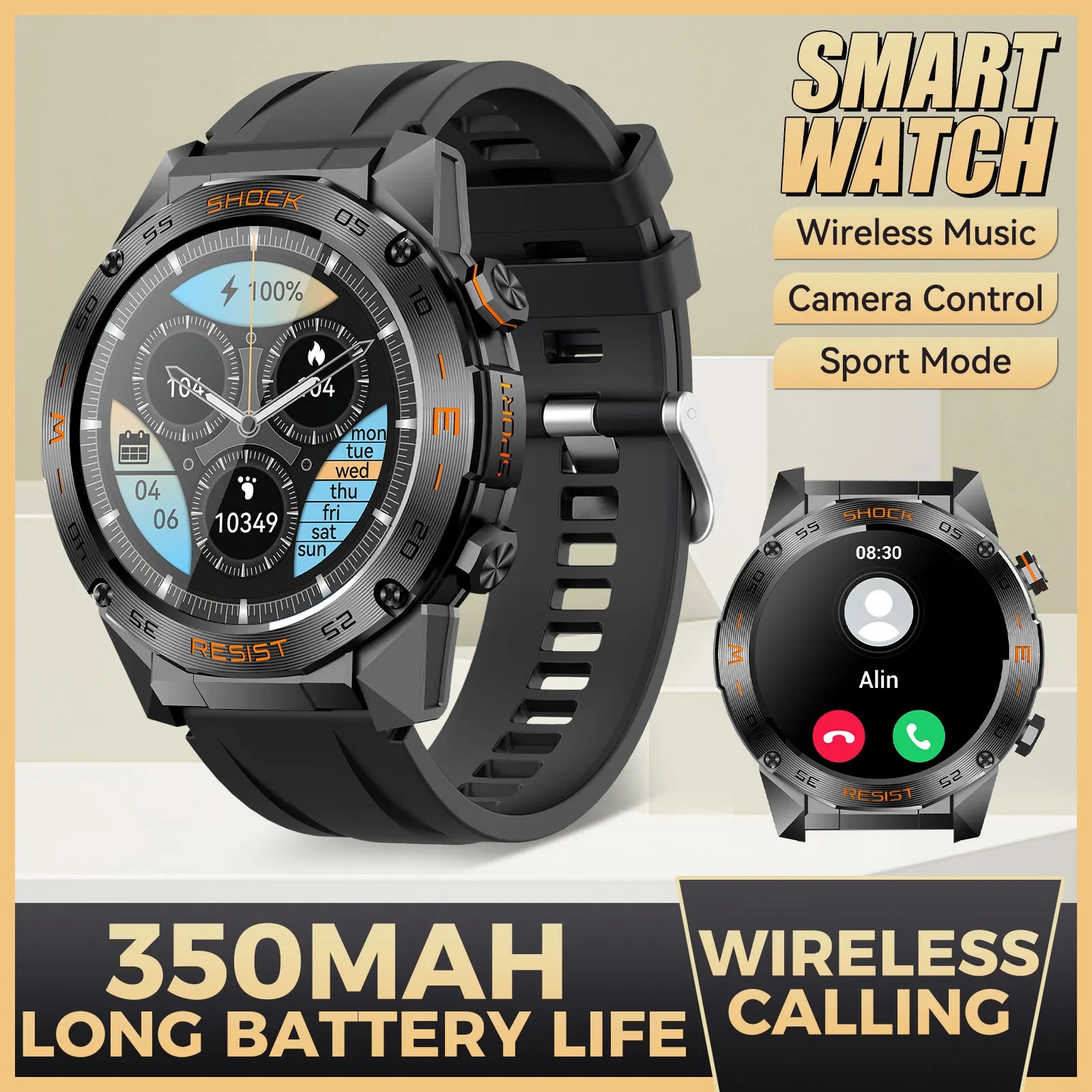 Device+ Military Tactical Smartwatch - 1.46" Fitness Tracker with Multiple Sports Modes Heart Rate SpO2