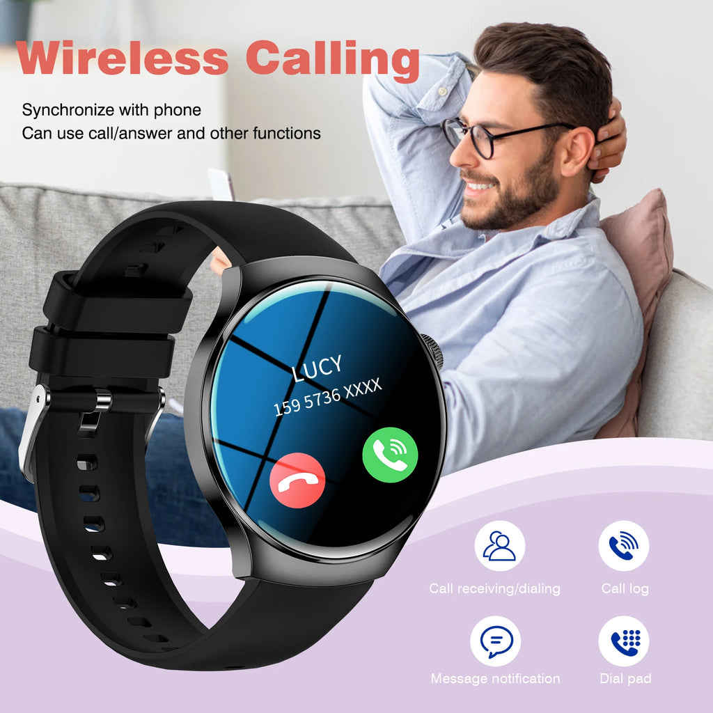 Elegant Floral Smart Watch - Round Display with Wireless Calling for Women & Men