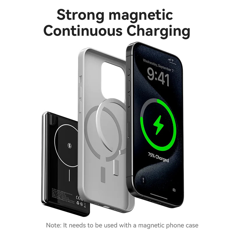 Device+ Slim 10000mAh Magnetic Power Bank - PD20W Wireless Charging for iPhone 16 15 14 Pro Max