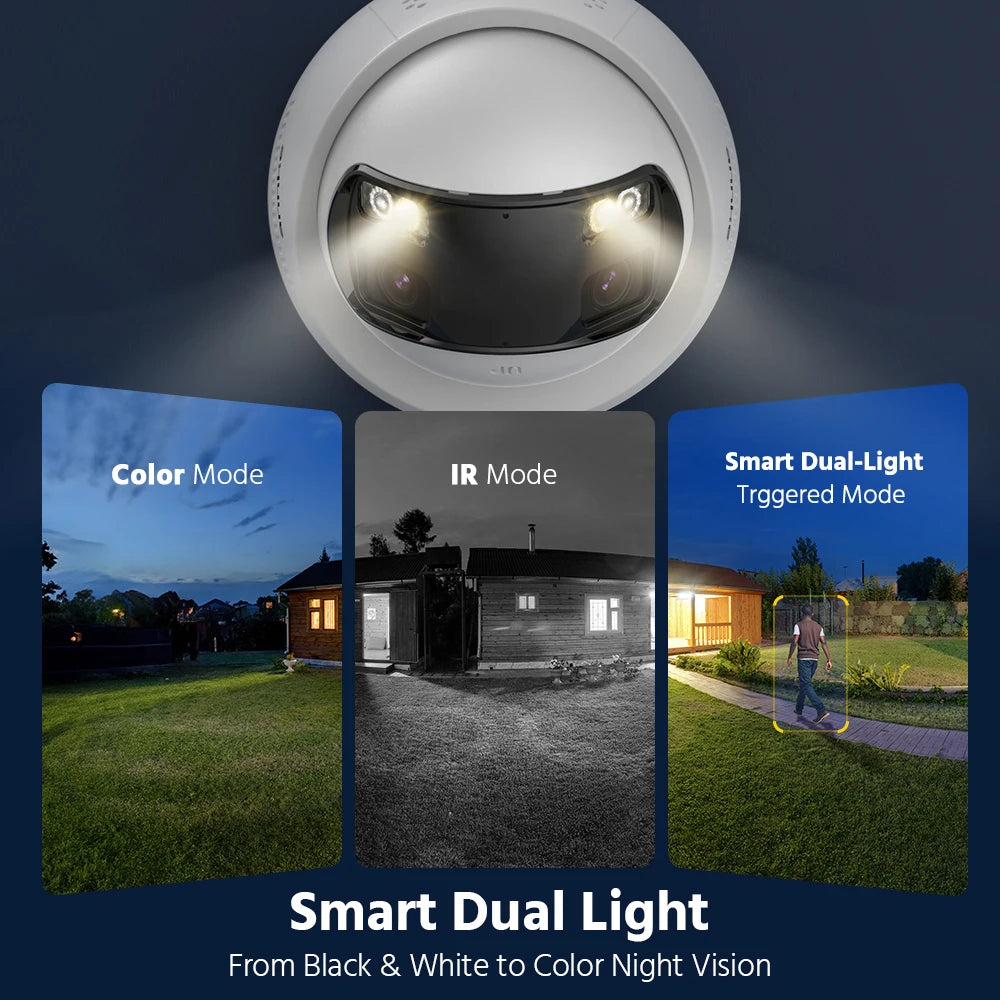 Device+ 8MP Dual Lens Security Camera POE IP Human Detection Two-Way Audio 180° Wide View Angle Indoor/Outdoor Bullet Camera