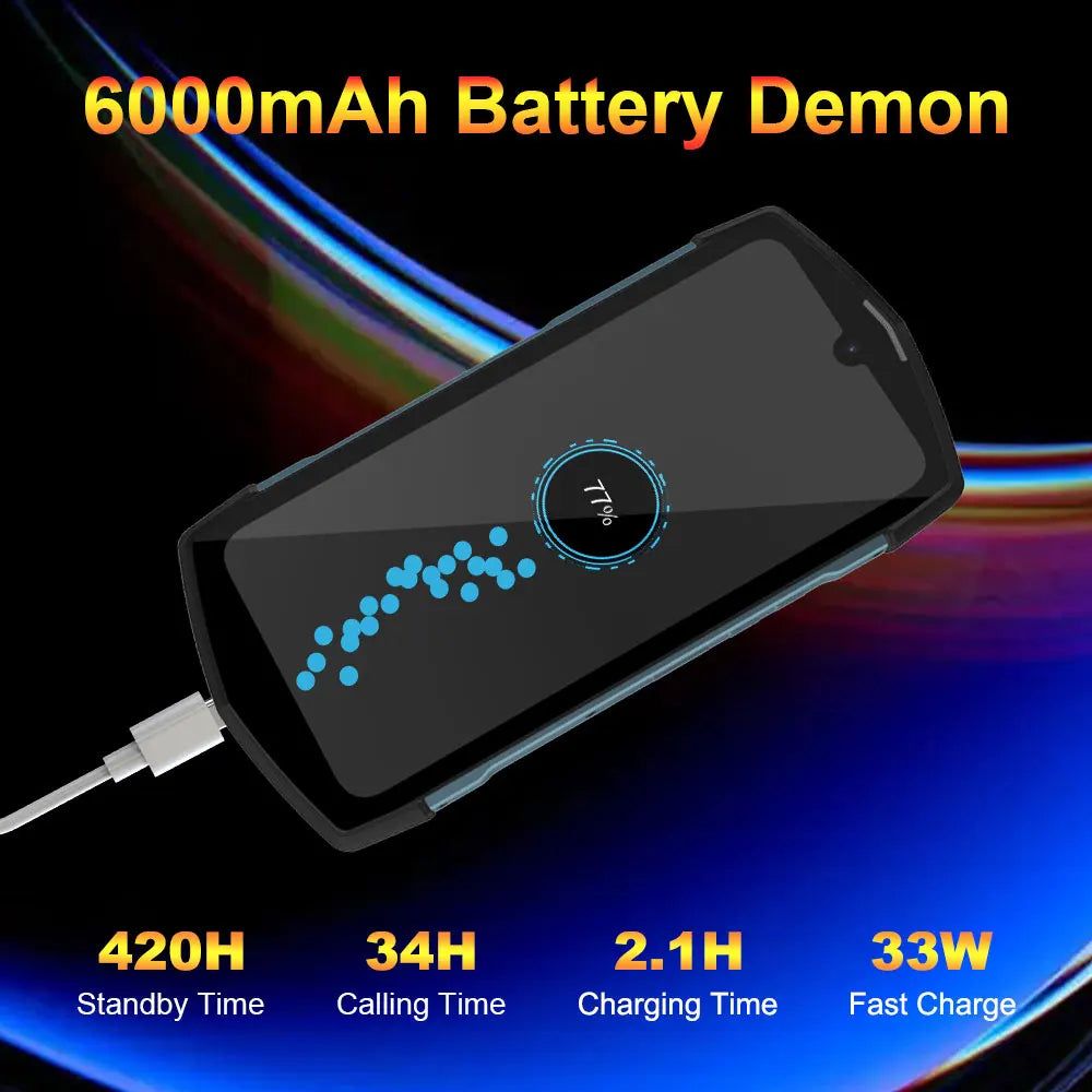 Tick Tock 5G Rugged Smartphone - Android 12 8GB RAM 48MP Dual Camera 6000mAh IP68 Waterproof