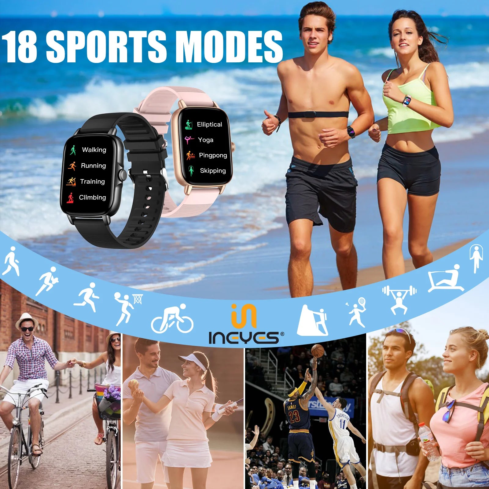 Device+ 2025 Fitness Tracker Smart Watch - 1.69" HD Display Heart Rate Sleep Monitor Waterproof