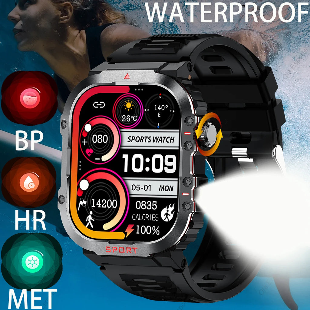 Device+ GPS Military Smart Watch - AMOLED Display Waterproof Outdoor Sport with Bluetooth Calling