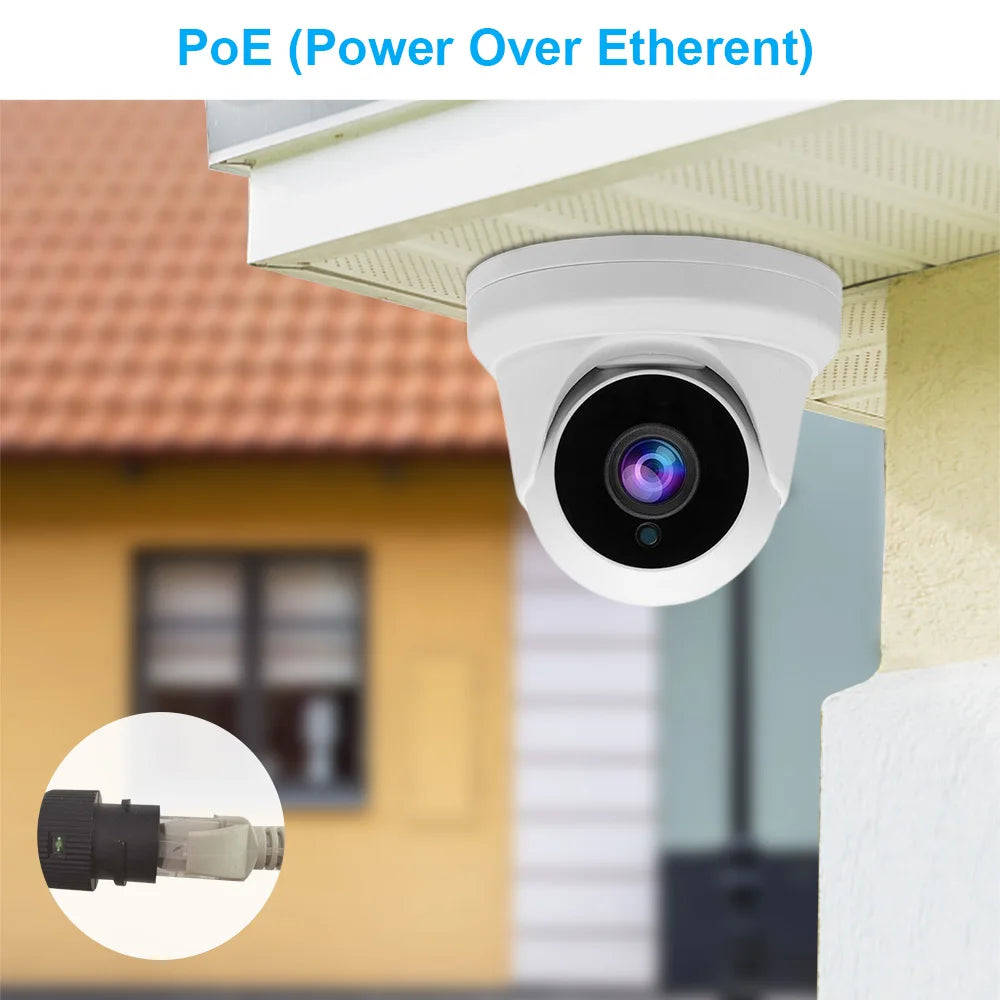 Device+ 4MP PoE IP Turret Camera Outdoor Indoor Night Vision Waterproof 108° Wide Angle with Microphone Security Camera