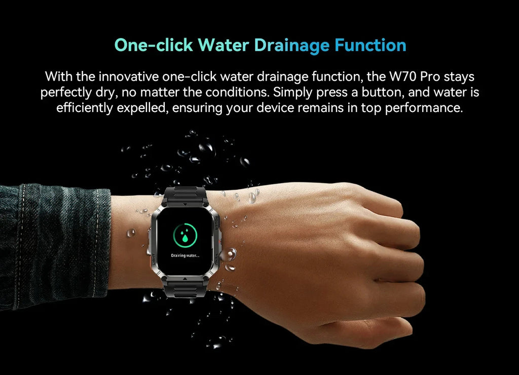 Device+ W70 Pro Outdoor Smartwatch - 2.01" Display LED Flashlight Compass 900mAh Battery