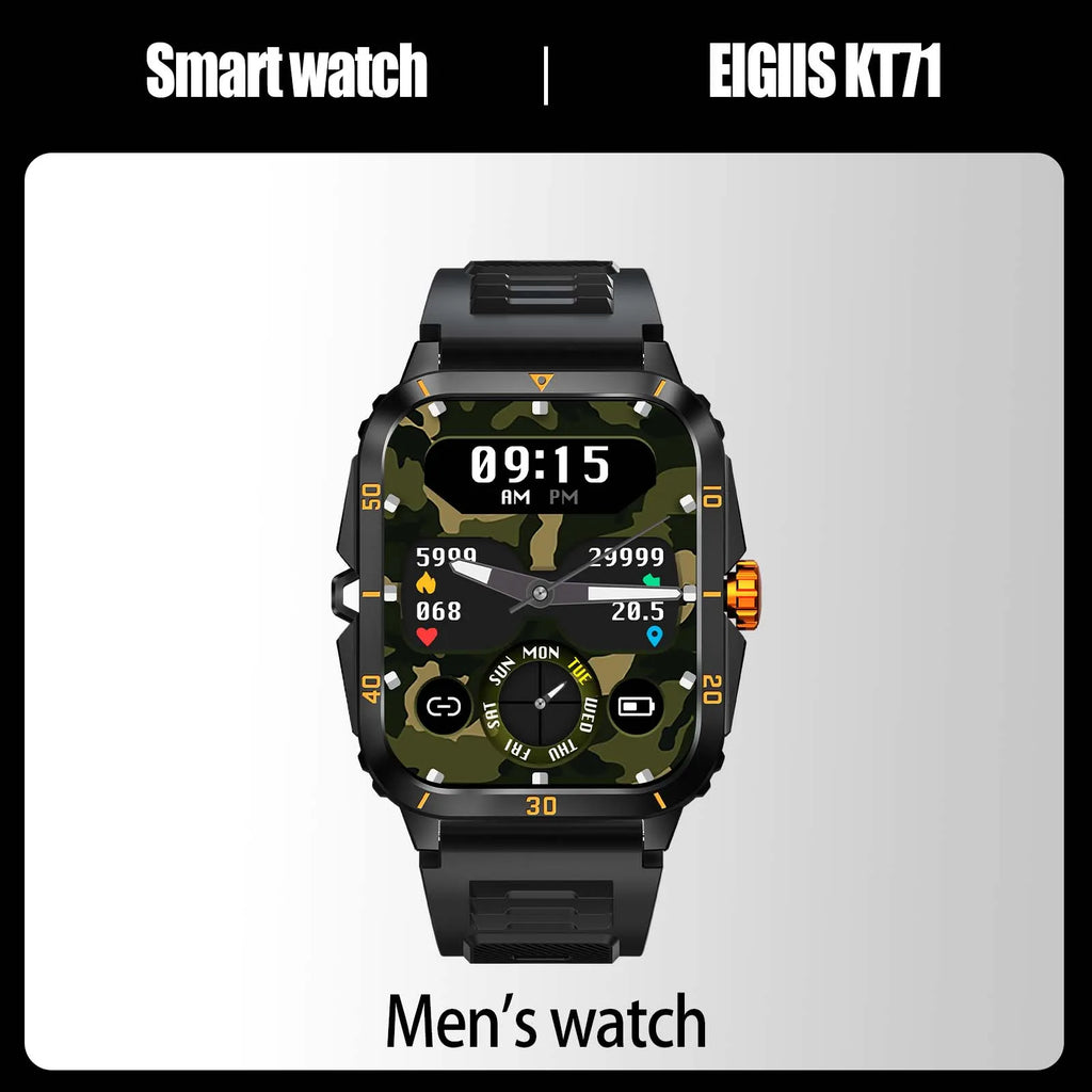 EIGIIS KT71 Military Smart Watch - 3ATM Waterproof with 100+ Sport Modes & Bluetooth Calling