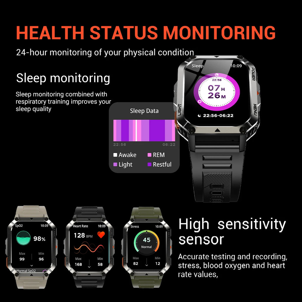 Device+ W70 Pro Outdoor Smartwatch - 2.01" Display LED Flashlight Compass 900mAh Battery