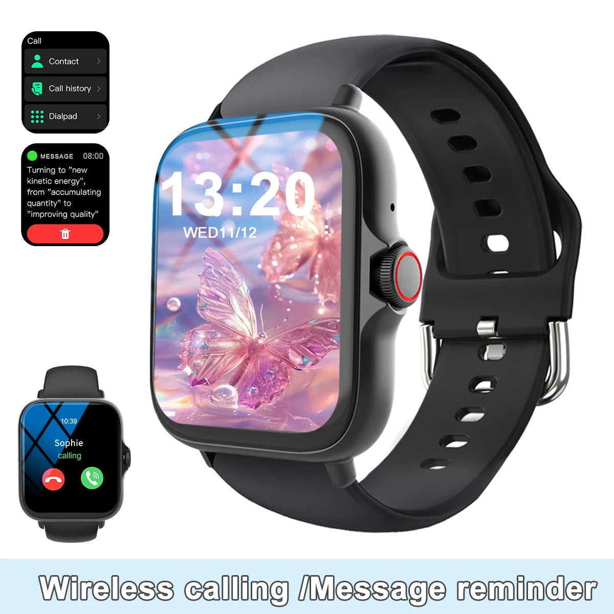 Device+ Ultra-Thin Smartwatch with Call Function Message Notifications Compatible with Android iPhone Neutral Gift Smart Watch
