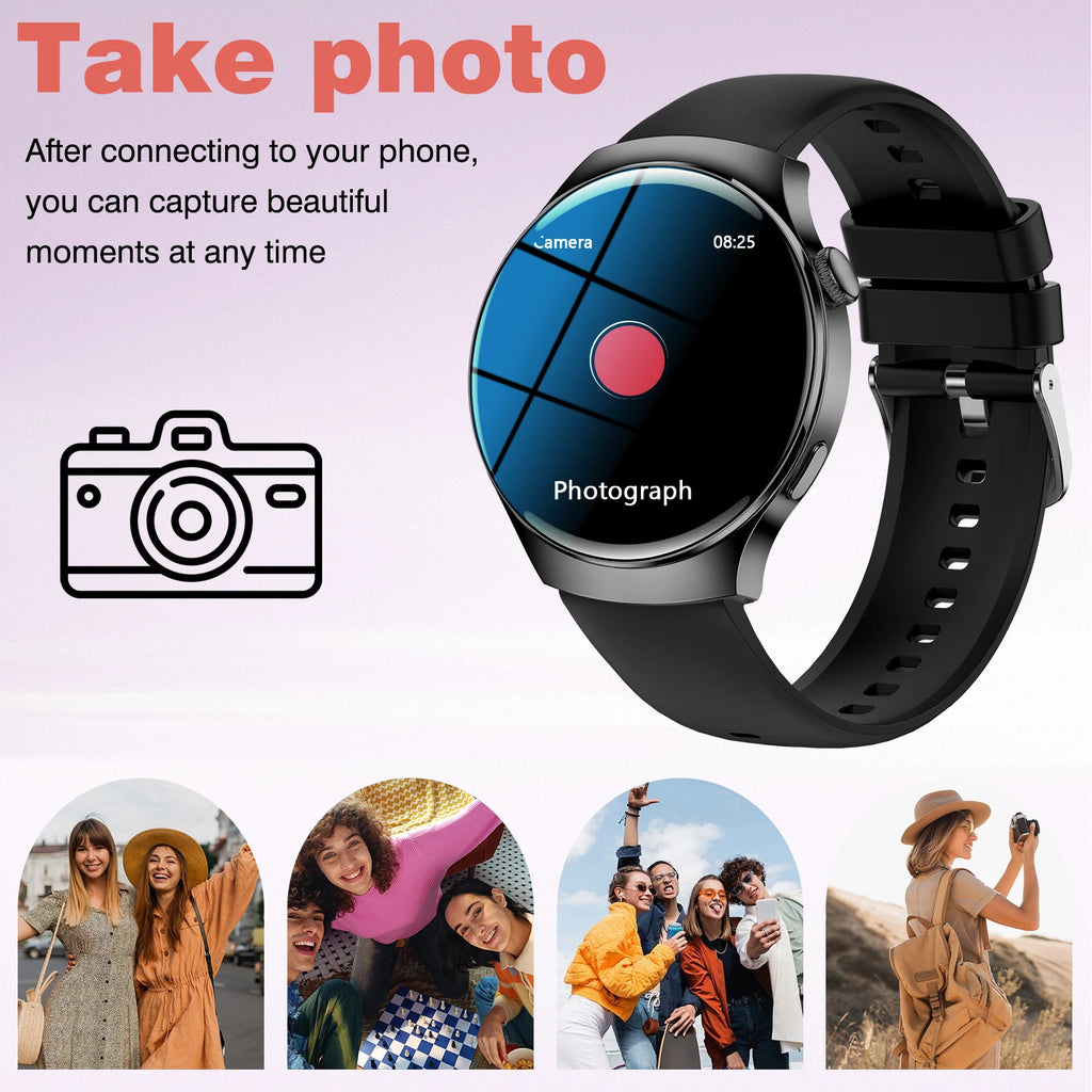 Elegant Floral Smart Watch - Round Display with Wireless Calling for Women & Men