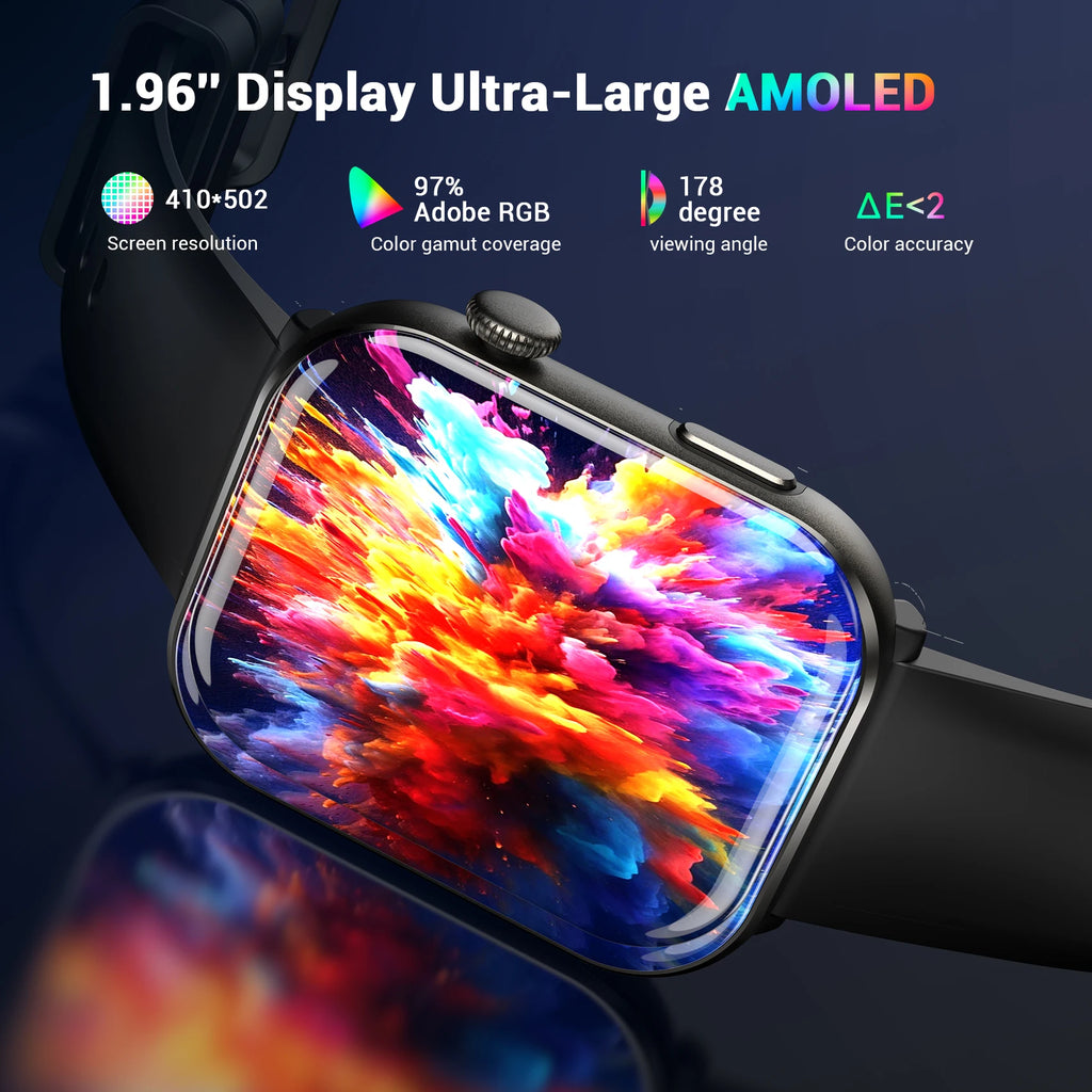 Blackview R60 Smartwatch - 1.96" AMOLED Display with Health Fitness Tracker & Bluetooth Calling