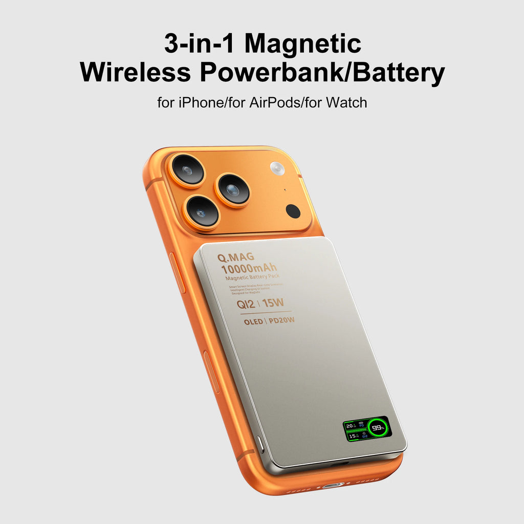 Device+ Qi 2.1 Magnetic Power Bank - 5000/10000mAh Wireless Fast Charging for iPhone 12-17 Pro