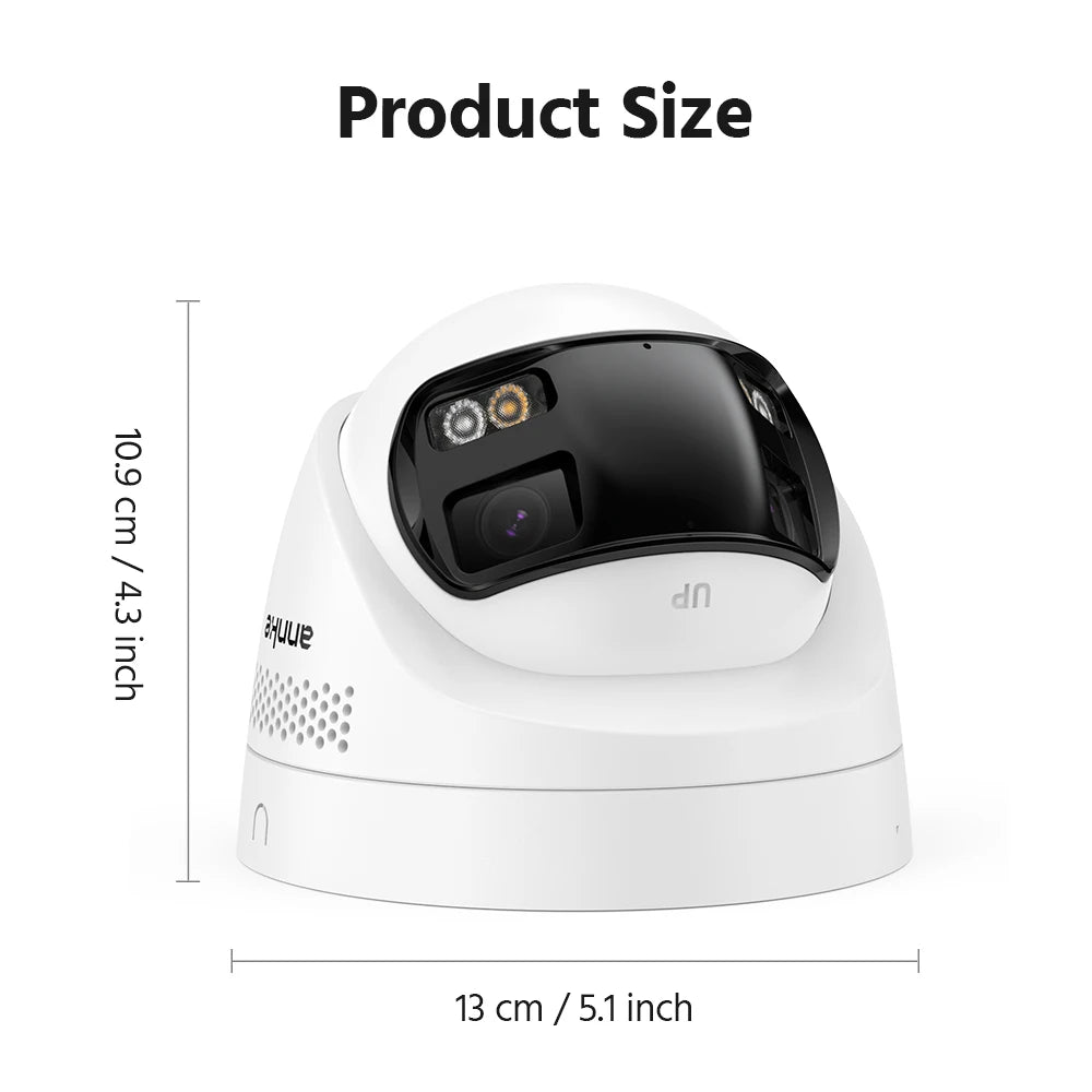 Device+ 8MP Dual Lens Security Camera POE IP Human Detection Two-Way Audio 180° Wide View Angle Indoor/Outdoor Bullet Camera