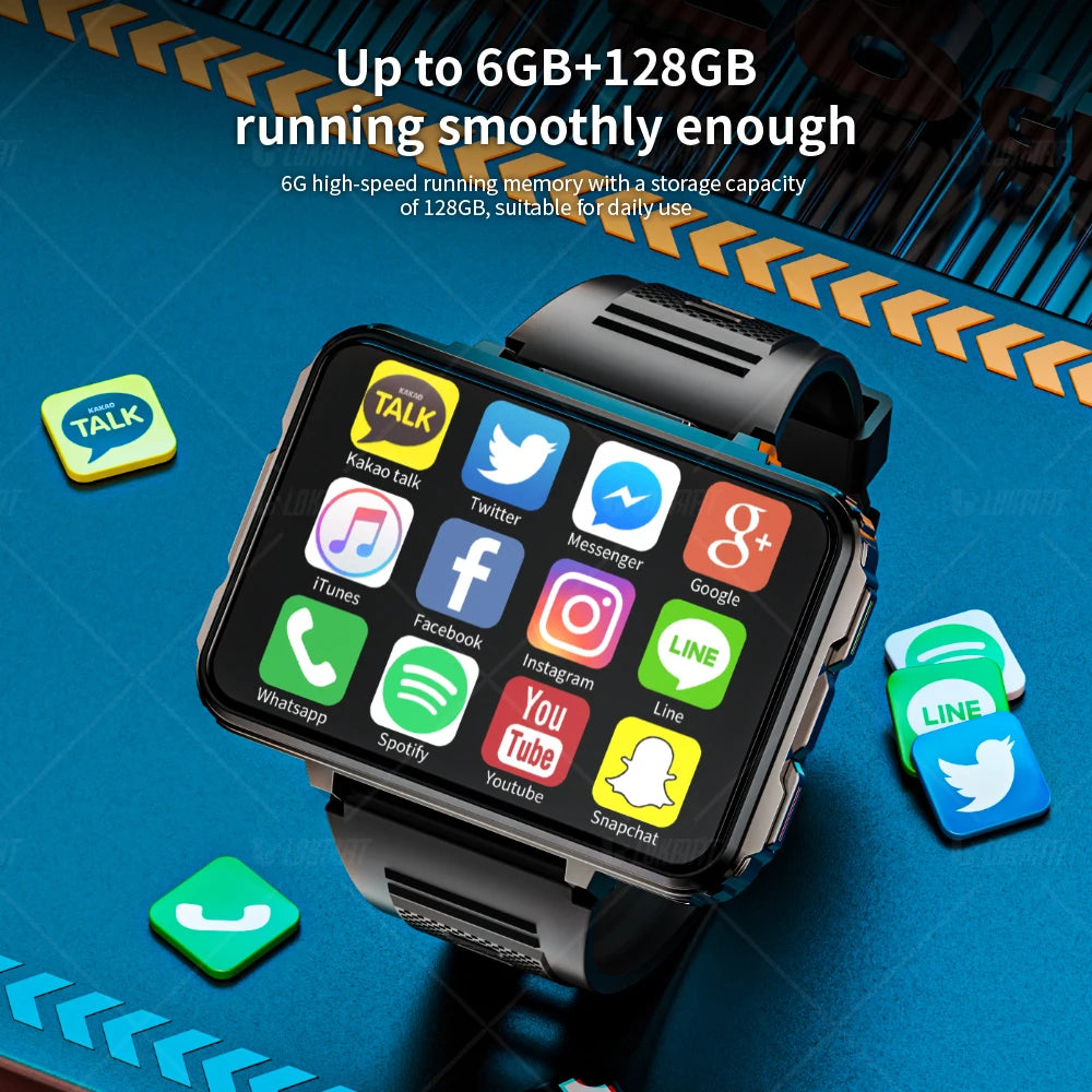 APPLLP 5 MAX Android Smartwatch - Dual Camera Flashlight 4G Calls WiFi Square Screen Gaming Watch