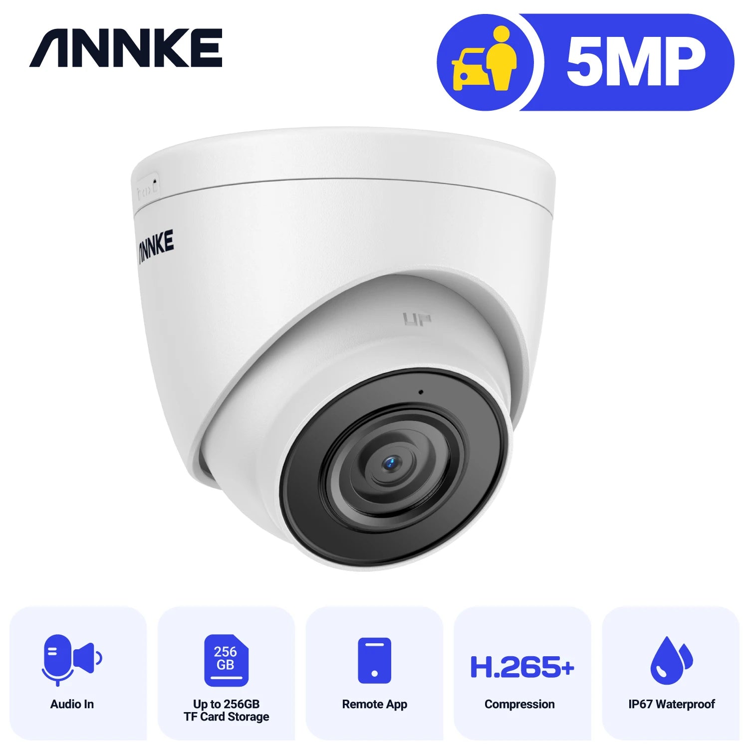 5MP POE Security Camera - Indoor Outdoor with Audio Night Vision Smart Home CCTV