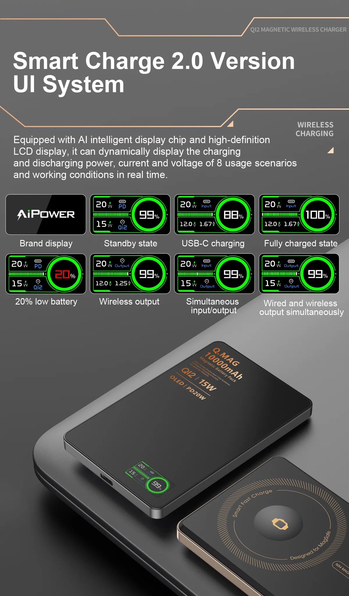 Device+ Qi 2.1 Magnetic Power Bank - 5000/10000mAh Wireless Fast Charging for iPhone 12-17 Pro