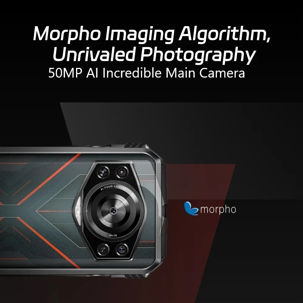 DOOGEE S Cyber Rugged Phone - 6.58" 90Hz 10800mAh 8GB+256GB 50MP AI Camera Android 14 IP68