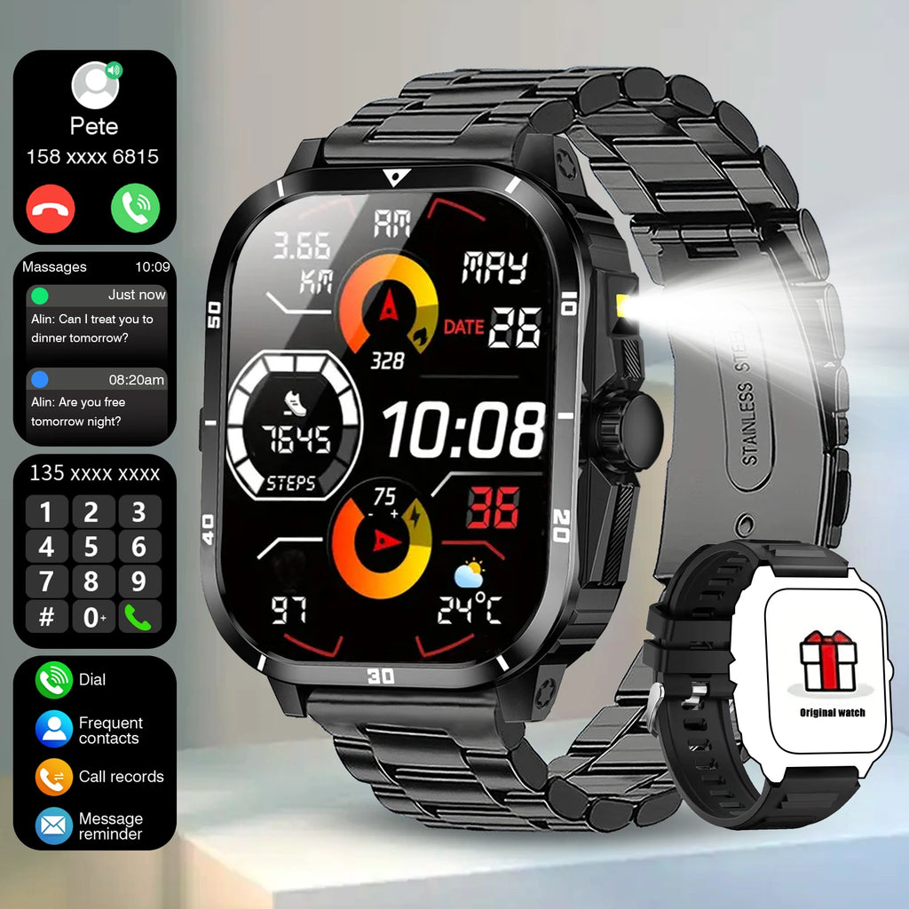 Men's Premium Smart Watch 2025 - Wireless Calling with Dual Straps (Steel & Silicone)