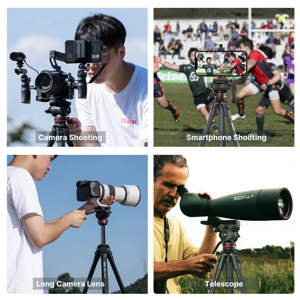 Device+ 1.6M Video Travel Tripod 360° Panorama Fluid Drag 6KG Max Load Arca Swiss Plate for DSLR Camera Professional Foldable Tripod