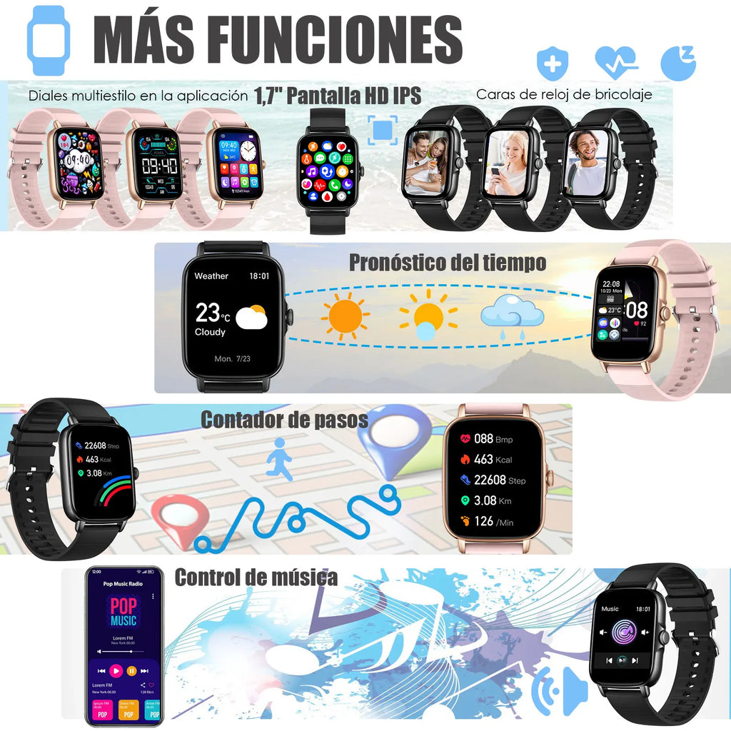 Device+ 2025 Fitness Tracker Smart Watch - 1.69" HD Display Heart Rate Sleep Monitor Waterproof