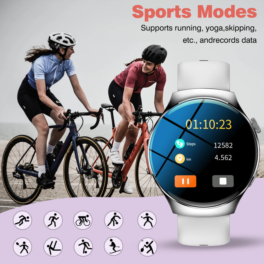 Elegant Floral Smart Watch - Round Display with Wireless Calling for Women & Men