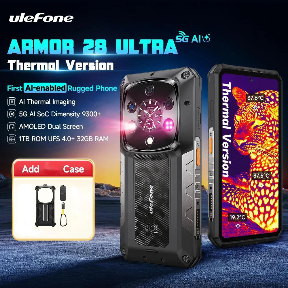 Device+ Armor 28 Ultra 5G Rugged Smartphone 1TB ROM 32GB RAM 6.67' AMOLED AI Thermal Imaging Dimensity 9300+ IP68 Certified