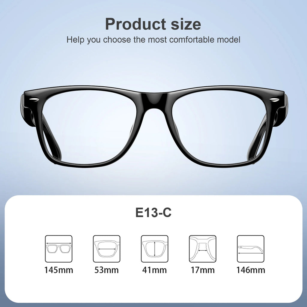 Device+ E13 Smart Glasses - Anti-Blue Light Bluetooth Wireless Call Voice Assistant Touch Control