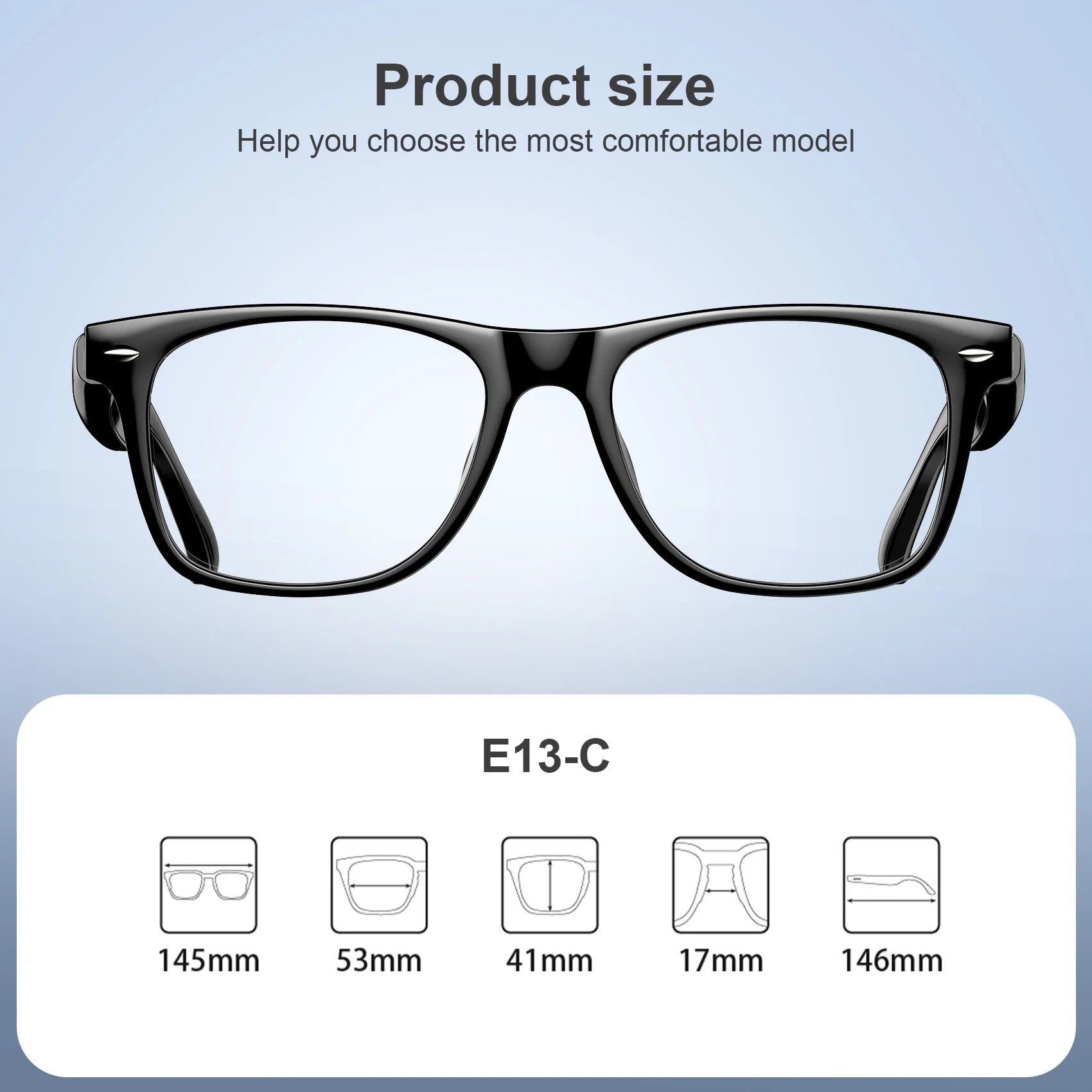 Device+ E13 Smart Glasses - Anti-Blue Light Bluetooth Wireless Call Voice Assistant Touch Control