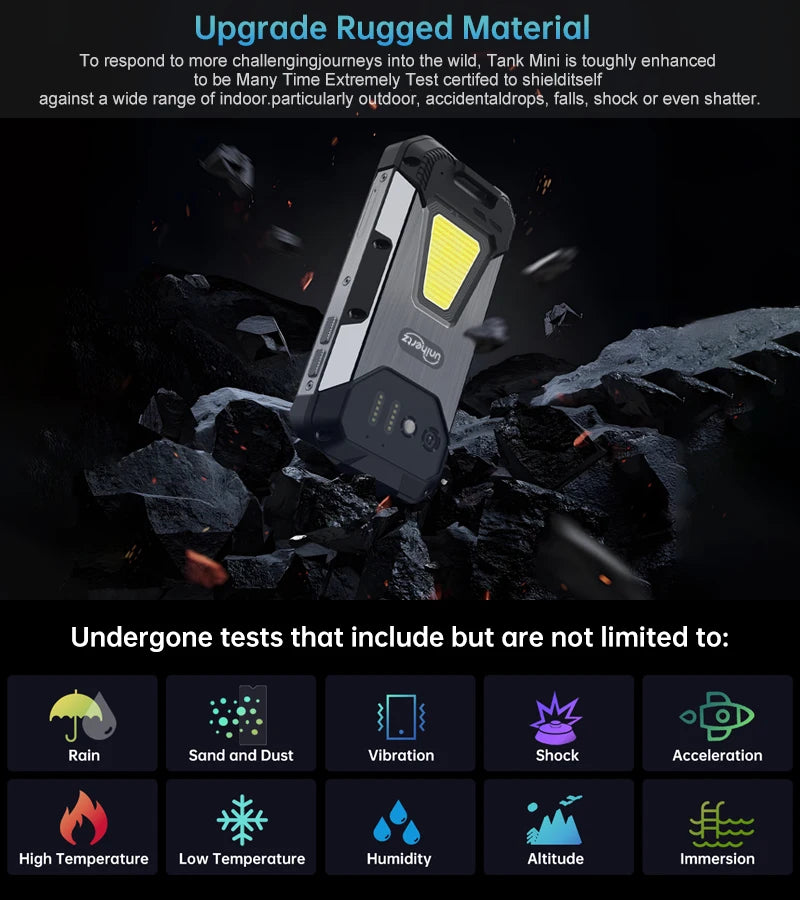 Device+ Tank Mini Rugged Smartphone 4.3 Inch 5800mAh Battery Android 13 Helio G99 Octa Core 100MP Cameras IP68 24GB 256GB