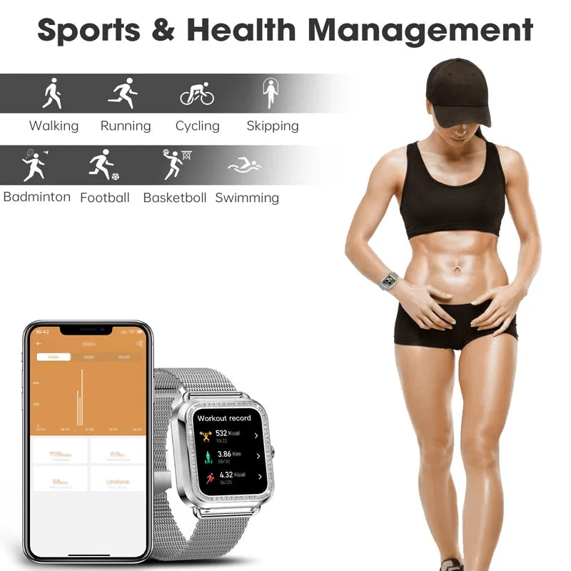 Women's Fashion Smartwatch - AI Voice Assistant with Fitness Tracking for iPhone & Android